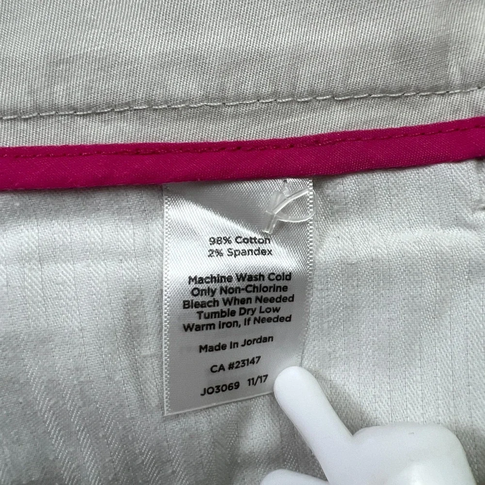 Talbots Perfect Skimmer Pants Womens 8 Petite White Cotton Stretch Side Slit